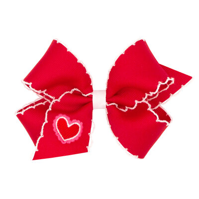 Wee Ones Medium Moonstitch Bow w/ Heart Emb. Tail