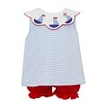 Claire & Charlie *PRE-ORDER*Sailboats Blue Knit Stripe Bloomer Set