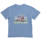 J Bailey Retriever on Heathered Blue SS Logo Tee
