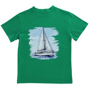 J Bailey Sailboat On Green SS Logo Tee