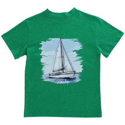J Bailey Sailboat On Green SS Logo Tee