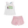 Bailey Boys Happy Birthday Girls T-shirt w/ Pink Check Seersucker Ruffle Short