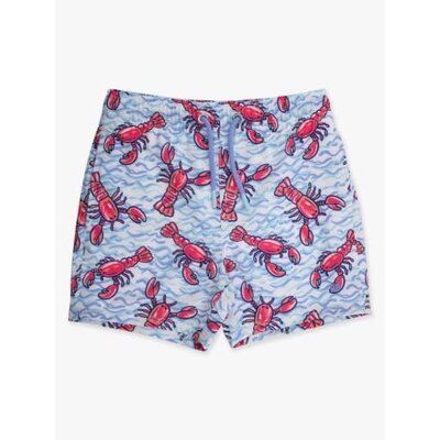 RuffleButts + RuggedButts Blue Lobster Lagoon Performance Hybrid Swim Trunks