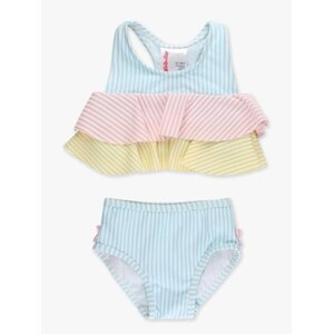 RuffleButts + RuggedButts Seersucker Color Block Flounce Bikini 2-Piece Swimsuit, with Signature Rear Ruffles