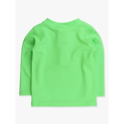 RuffleButts + RuggedButts Neon Honeydew Long Sleeve Zipper Rash Guard