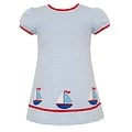 Claire & Charlie *PRE-ORDER*Sailboats Blue Knit Stripe A-line Dress