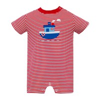 Claire & Charlie *PRE-ORDER*Steamship Red Knit Stripe Romper