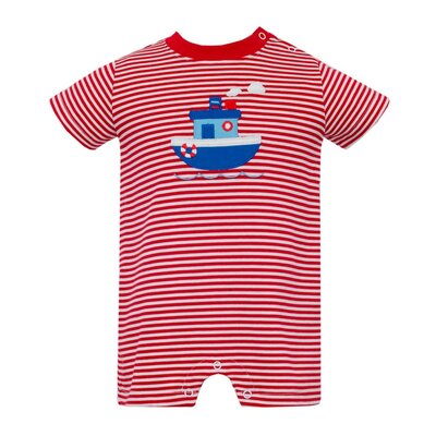 Claire & Charlie *PRE-ORDER*Steamship Red Knit Stripe Romper