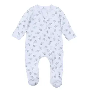 Magnolia Baby Take Flight Printed Zipper Footie Light Blue