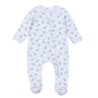 Magnolia Baby Take Flight Printed Zipper Footie Light Blue