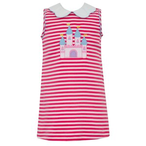 Claire & Charlie Fairytale Castle Hot Pink Stripe Knit Dress