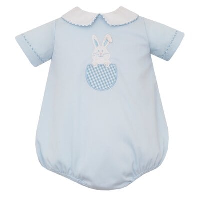 Claire & Charlie Bunny Lt Blue Pique Boy's Bubble