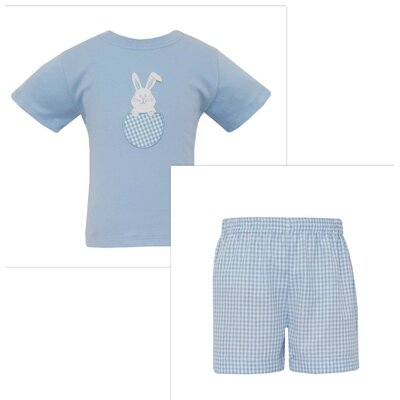 Claire & Charlie Bunny Lt Blue Short Set