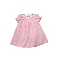 Lulu Bebe Valentine's Elephants Smocked Pink Gingham Dress
