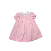 Lulu Bebe Valentine's Elephants Smocked Pink Gingham Dress