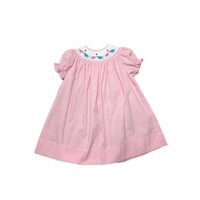 Lulu Bebe Valentine's Elephants Smocked Pink Gingham Dress