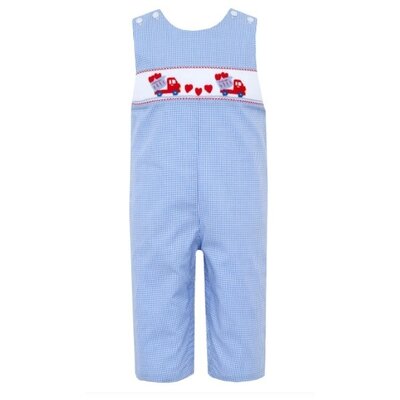 Lulu Bebe Valentine's Airplane Smocked Blue Longall