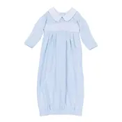 Magnolia Baby Willow and Walker's Smocked Collared Pleated Gown Light Blue