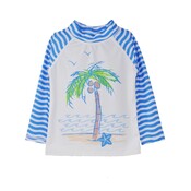 Flap Happy Seaside Palms UPF 50 Graphic Rash Guard Swim Top