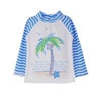 Flap Happy Seaside Palms UPF 50 Graphic Rash Guard Swim Top