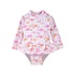Flap Happy Flamingo Love UPF 50 Alissa Ruffle Rash Guard Swimsuit