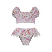 Flap Happy Flamingo Love UPF 50 Gemma 2PC Smocked Pom Pom Swimsuit