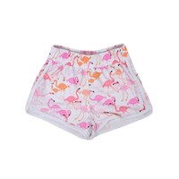 Flap Happy Flamingo Love UPF 50 Morgan Retro Swim Shorts