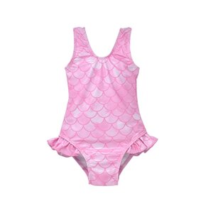 Flap Happy Pixie Scales Pink UPF 50 Delaney Hip Ruffle Swimsuit