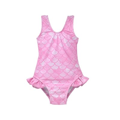 Flap Happy Pixie Scales Pink UPF 50 Delaney Hip Ruffle Swimsuit