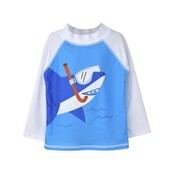 Flap Happy Snorkeling Sharks UPF 50 Graphic Rash Guard Swim Top