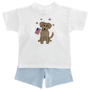 Bailey Boys Patriotic Pup Knit Boys Short Set