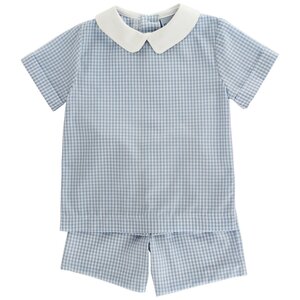 Bailey Boys Light Blue Check Dressy Short Set