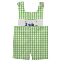 Vive La Fete Golf Car Smocked Lime Green Big Check Jon Jon