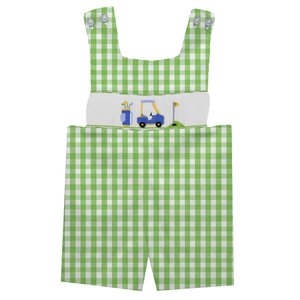 Vive La Fete Golf Car Smocked Lime Green Big Check Jon Jon