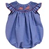 Vive La Fete 4th of July Smocked Royal Gingham Angel Wing Girl Bubble
