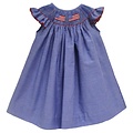 Vive La Fete 4th July Smocked Royal Gingham Angel Wing Bishop Dress