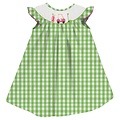 Vive La Fete Golf Cart Smocked Lime Big Check Angel Wing Bishop Dress