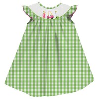 Vive La Fete Golf Cart Smocked Lime Big Check Angel Wing Bishop Dress