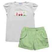 Vive La Fete Golf Smocked White Blouse and Short Sets Girl