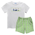 Vive La Fete Golf Smocked WhiteTee and Short Boy Set