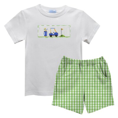 Vive La Fete Golf Smocked WhiteTee and Short Boy Set