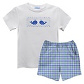 Vive La Fete Whales Smocked White Tee and Short Boy Set