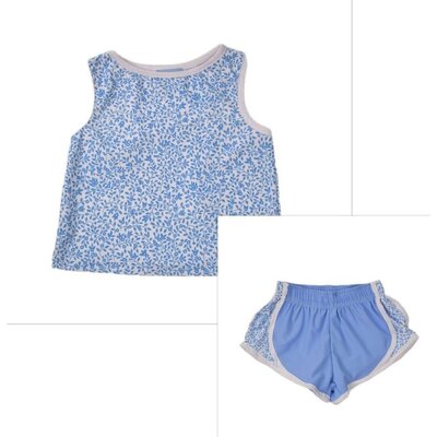 Funtasia, Too Blue Floral Tank Top and Blue Floral Track Shorts