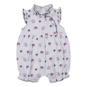 Kissy Kissy Star Spangled Freedom Printed Ruffled Short Playsuit