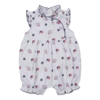 Kissy Kissy Star Spangled Freedom Printed Ruffled Short Playsuit