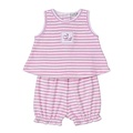 Kissy Kissy Whale Pods Pink Terry Stripe Sunsuit Set