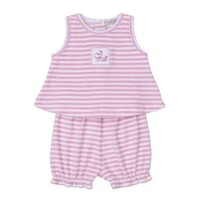 Kissy Kissy *PRE-ORDER*Whale Pods Pink Terry Stripe Sunsuit Set
