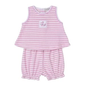 Kissy Kissy Whale Pods Pink Terry Stripe Sunsuit Set