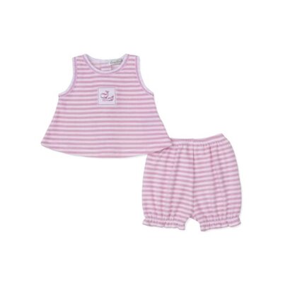 Kissy Kissy Whale Pods Pink Terry Stripe Sunsuit Set
