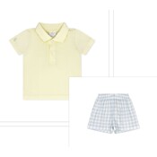 Lullaby Set Sunny Yellow/Baldwin Blue Buffalo Check Short Set